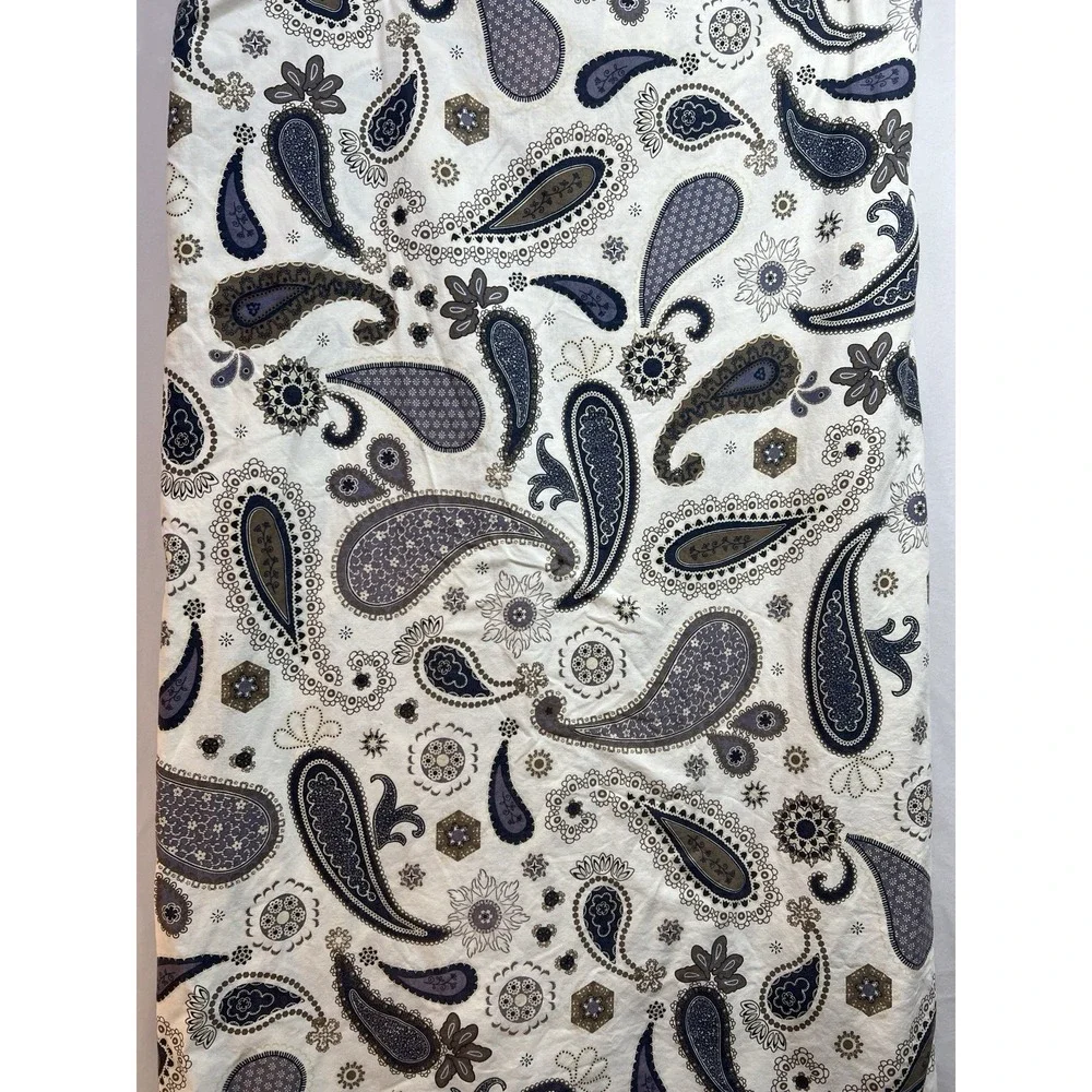 IKEA Sotblomster Paisley Medallion Duvet Cover Full Size White Blue Tan 82 X 82